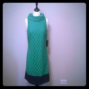 Adrianna Papell Green and Black Midi Dress